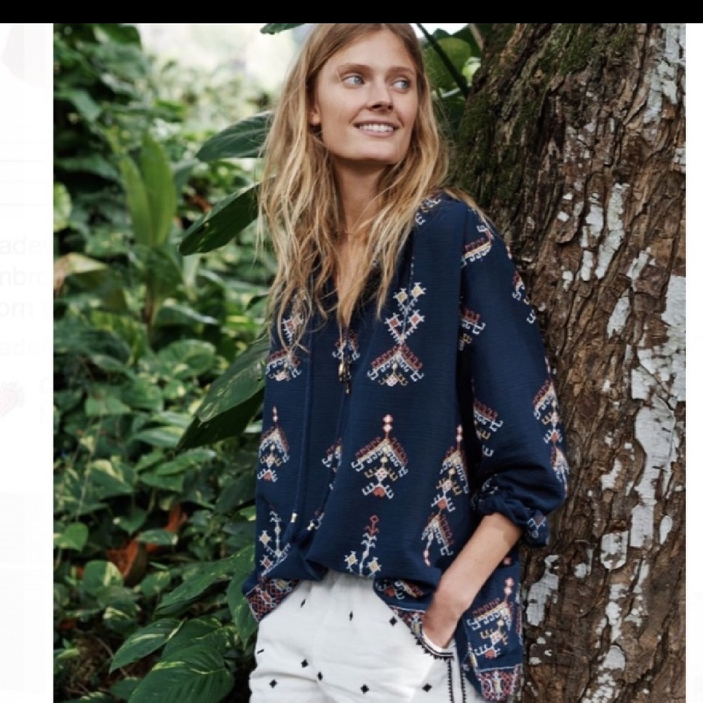 Madewell Folkstitch Popover top
